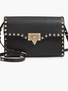 Valentino Garavani Black Leather Rockstud Crossbody